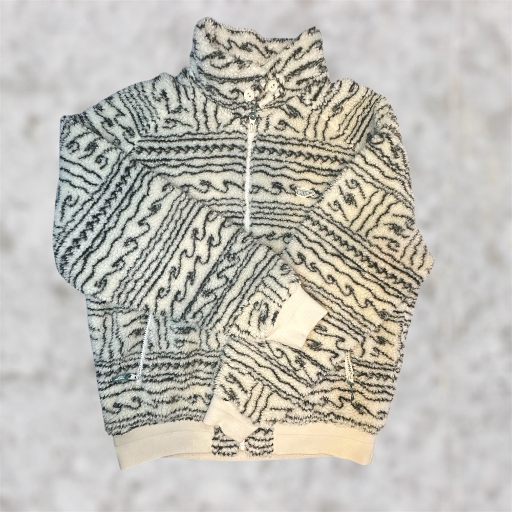 Wellen Dawn Patrol Quilted Fleece Jacket Large Black White Wind Resistant‎